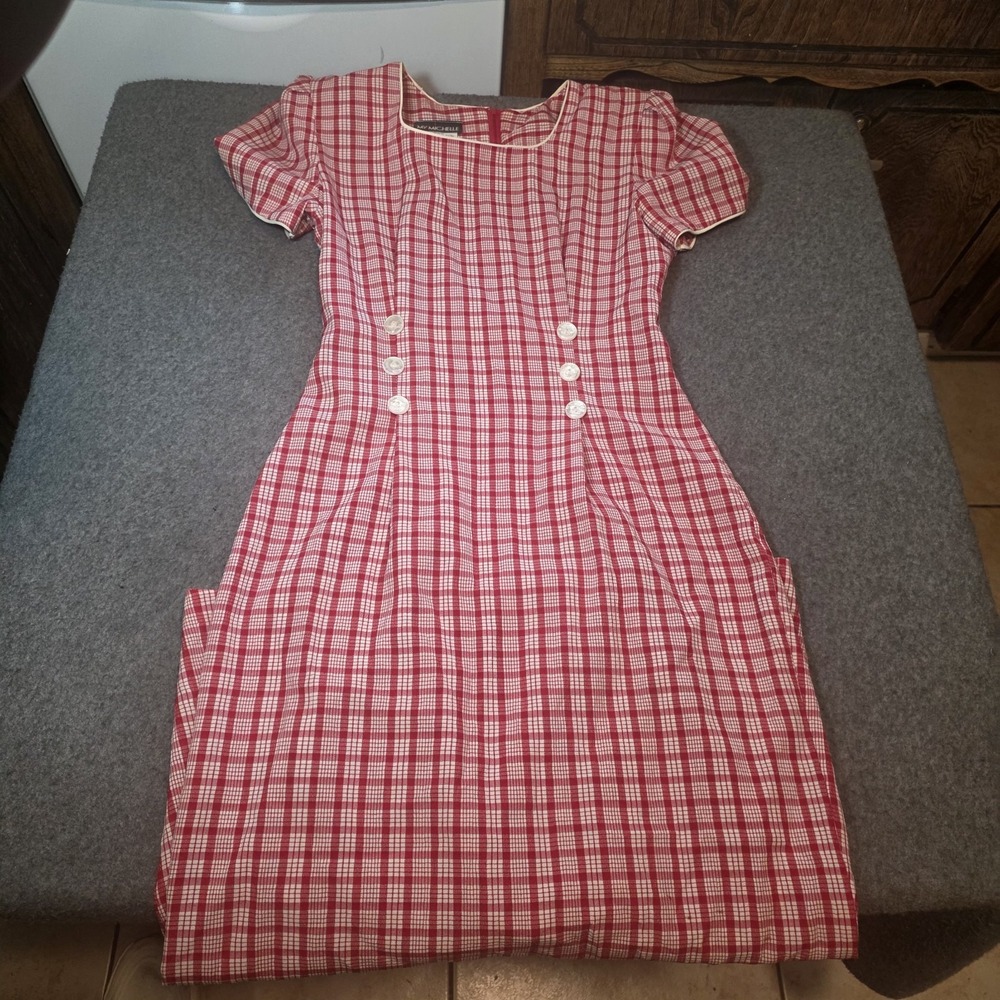 vintage My Michelle Red & White Gingham Dress Size 7/8 H2